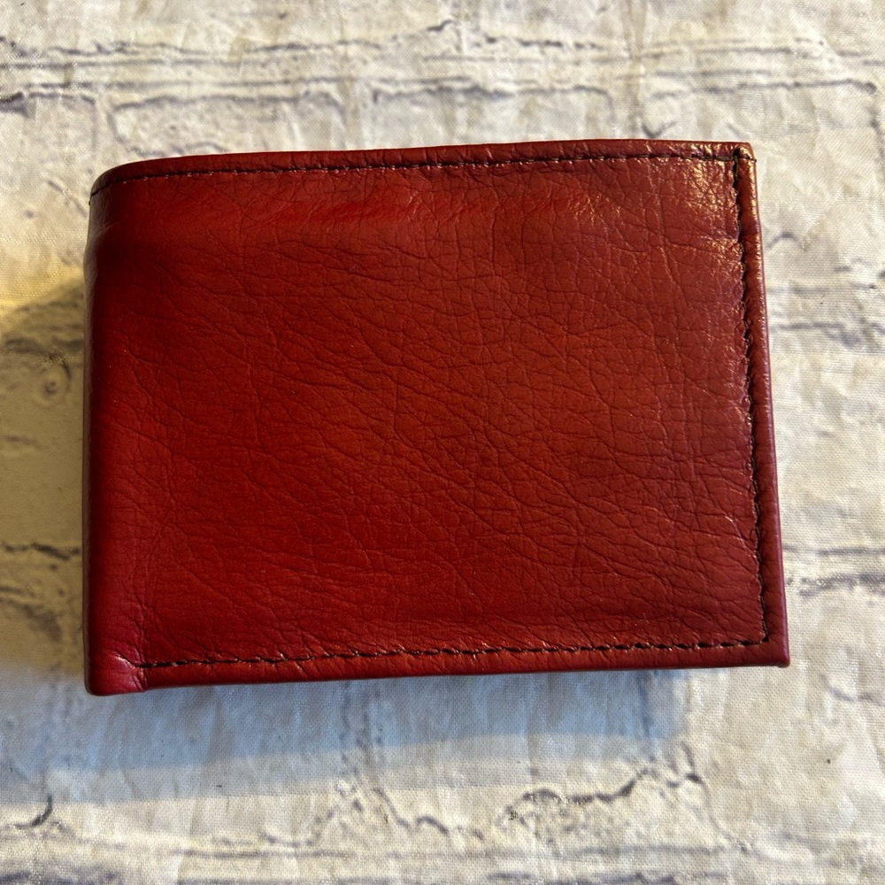 CORTE VACUNO VINTAGE WESTERN BURGUNDY PEBBLE GRAIN LIKE WALLET MADE IN MÉXICO